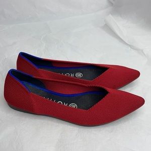 Rothy's Red Flats with Blue Trim